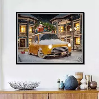 5D Алмазная вышивка Рождественский автомобиль Вышивка крестом Узор со стразами Домашняя декоративная алмазная живопись 20X30CM