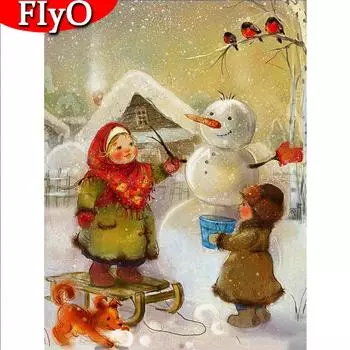 5D Алмазная вышивка Рождественский комплект для вышивки крестом Новое поступление Алмазная вышивка мультфильм искусство горный хрусталь Снеговик настенное искусство Full Round (20X30CM)