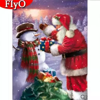 5D Алмазная вышивка Рождество Санта-Клаус Рукоделие Алмазная картина Пейзаж Мозаика Снеговик Рукоделие Настенное искусство Full Round (20X30CM)