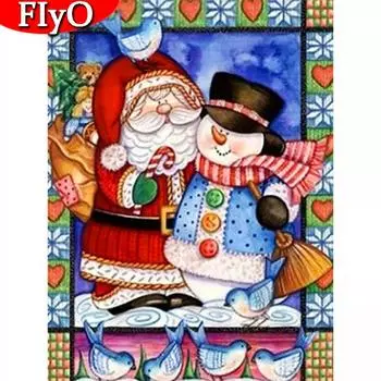 5D Алмазная вышивка Рождество Санта-Клаус Снеговик Вышивка крестом Алмазная картина Пейзаж Ремесленный Декор для дома Full Round (20X30CM)