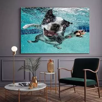 5D Алмазная вышивка «Собака в воде» картина из горного хрусталя полная круглая алмазная живопись животное Алмазная мозаика Ханди Full Round 20x30CM