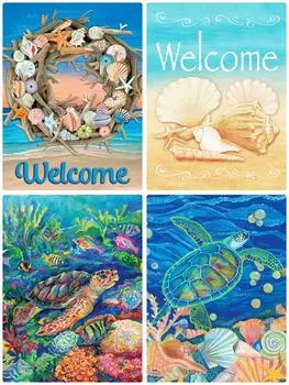 5D Алмазная вышивка стразами, вышивка крестом, алмазная живопись, вышивка крестом Черепашка, океанский пейзаж , алмазная вышивка Full Round 20x30CM