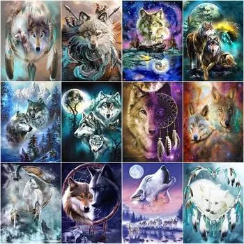 5d Алмазная вышивка волк животное полный круглый алмаз вышивка крестиком изображение животного из стразов мозаика Home De Full Round 20x30CM