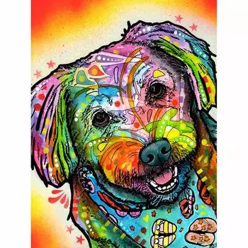 5D Алмазная вышивка животных Цветная голова собаки вышивка крестиком Алмазная картина круглые стразы Домашний декор подарок 20X30CM