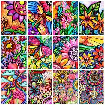 5D алмазная живопись абстрактный красочный цветок бабочка стрекоза вышивка мозаика подсолнух DIY рукоделие подарок украшение стены