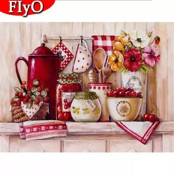 5D алмазная живопись цветок фрукты полная квадратная круглая дрель Алмазная вышивка крестиком ремесло украшение кухни Full Round (20X30CM)