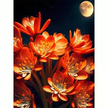 5D алмазная живопись цветок луна полный круглый ночной пейзаж мозаика вышивка крестиком украшение для спальни 30x40 см/12x16 дюймов 30x40cm NO Frame