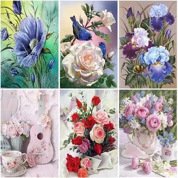 5D алмазная живопись цветок набор для вышивки крестом полный круглый Смола Алмазная вышивка мозаика картина из страз домашний декор Full Round 20x30CM