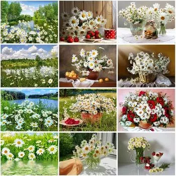 5D алмазная живопись цветок пейзаж Алмазная вышивка пейзаж Дейзи ремесло полная круглая квадратная дрель Новое поступление домашний декор Full Round 20x30CM