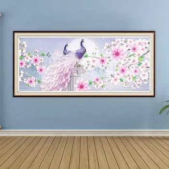 5D алмазная живопись цветок пейзаж вышивка крестиком полная квадратная круглая дрель Алмазная мозаика павлин животные узор домашний декор подарок Full Round 50X120cm