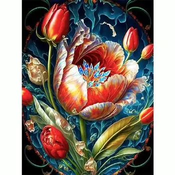 5D алмазная живопись цветок полная круглая вышивка мозаика горный хрусталь картина украшение для дома 30x40 см/12x16 дюймов 30x40cm NO Frame