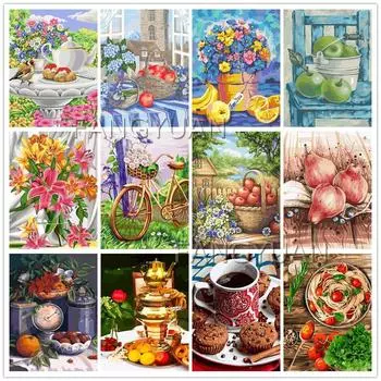 5D алмазная живопись цветы фрукты полный круглый дрель набор для вышивки крестом Алмазная вышивка мозаичная картина украшение дома Full Round 20x30CM