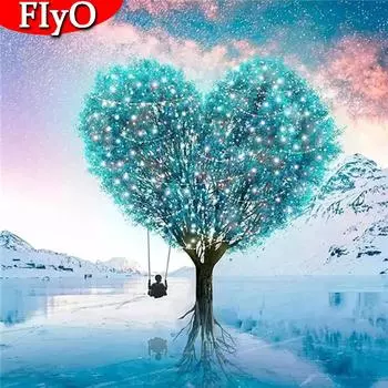 5D алмазная живопись «Дерево любви» полный квадратный круглый набор для вышивки крестом Алмазная вышивка пейзаж зима ремесло настенное искусство Full Round 30x30CM