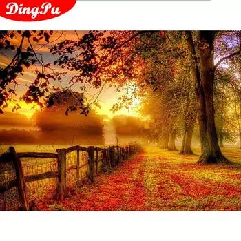 5D Алмазная живопись Дерево Пейзаж Дом Украшение Горный хрусталь Ручное ремесло Комплект Вышивка Картина 20X30CM