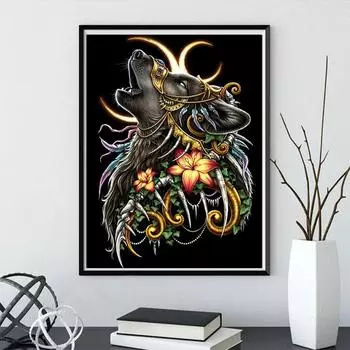 5D алмазная живопись искусство животное волк, взрослые и дети, набор для вышивания, вся вода алмазная живопись, подарки для украшения дома ручной работы Round drill 30x40cm