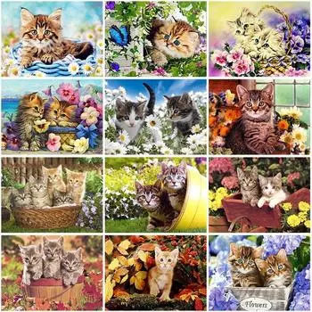 5D алмазная живопись кошка цветок полный квадратный/круглый пейзаж Алмазная вышивка животные картины стразами мозаика домашний декор Full Round 20X30CM красный