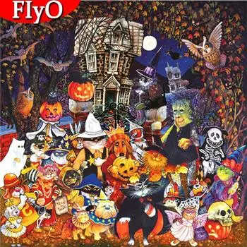 5D алмазная живопись кошка полный квадрат Хэллоуин ремесло Новое поступление Алмазная вышивка животное мозаика тыква домашний декор Full Round (20X30CM)