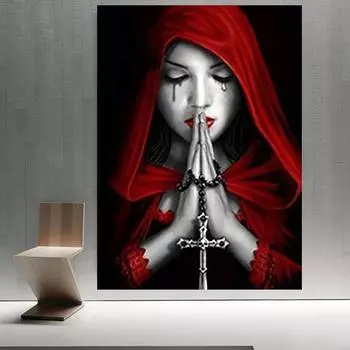 5D алмазная живопись красный слезливый ангел полная круглая дрель мозаика Алмазная вышивка мультфильм наборы крестиков домашний декор домашний декор Full Round 20x30cm