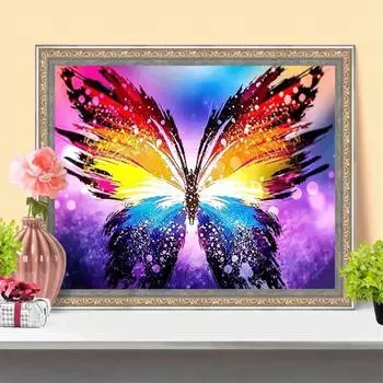 5D алмазная живопись красочные бабочки мозаика животные вышивка наборы DIY хобби ювелирные изделия домашний декор подарок (Без рамки) 30*40cm/11.8*15.7in