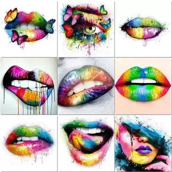 5D алмазная живопись красочные губы вышивка крестиком рот полная алмазная вышивка мозаичная фигурка фотографии украшение дома Full Round 20x30CM