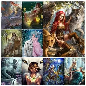 5D алмазная живопись «Красота и животные», полная круглая вышивка, медведь, лев, тигры, волки, мозаичные картины, вышивка крестом, домашний декор Full Round 20x30CM