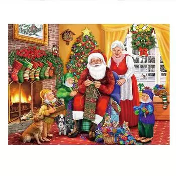 5D алмазная живопись, круглый бисер, Санта-Клаус, вышивка, полная мозаика со стразами, дизайн изображения, Рождественское украшение, подарок 40X30cm