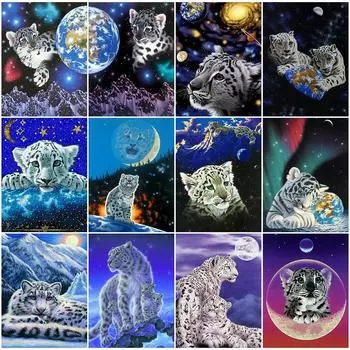 5D алмазная живопись леопардовая Алмазная вышивка животные зимние стразы искусство полная квадратная мозаика из бисера домашний декор Full Round 20X30CM красный