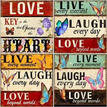 5D алмазная живопись Live Laugh Love полная круглая дрель картина с бриллиантами наборы для вышивания мозаика украшения дома подарок Full Round 20x20CM