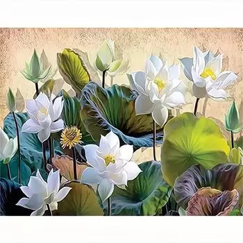 5D алмазная живопись Лотос, вышивка крестиком, распродажа, полная круглая Алмазная вышивка, цветочная мозаика, ремесленный домашний декор 30x40 см/12x16 дюймов 30x40cm NO Frame