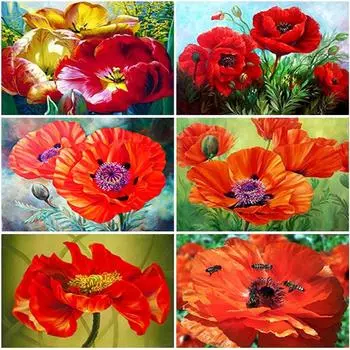 5D алмазная живопись Мак, вышивка крестиком, Алмазная вышивка, полная круглая дрель, дисплей, Алмазная мозаика, пейзаж, настенное искусство, подарок Full Round 15x20CM