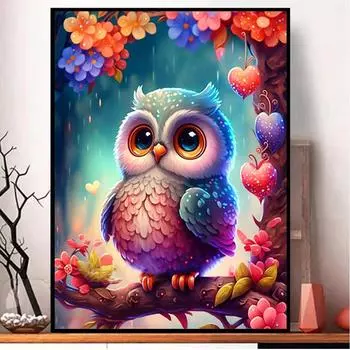5d алмазная живопись милая сова цветы полная алмазная вышивка новинка 2023 DIY вышивка крестиком горный хрусталь художественная мозаика украшение дома Full Round 20x30CM