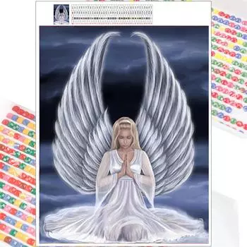 5D алмазная живопись «Молящийся чистый ангел», полная круглая дрель, мозаика, алмазная вышивка, мультяшные наборы для вышивки крестом, домашний декор, домашний декор Full Round 20x30cm