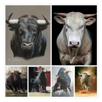 5D алмазная живопись мощный бык Алмазная мозаика вышивка животное горный хрусталь картина украшение дома настенная художественная картина подарок Full Round 20x30CM