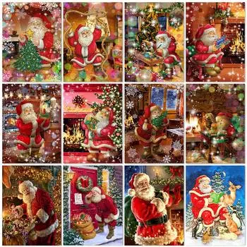 5D алмазная живопись мультфильм Санта-Клаус Diy Алмазная вышивка Рождественский пейзаж вышивка крестиком мозаика со стразами Рождественский подарок Full Round 20x30CM