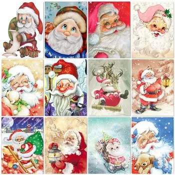 5D алмазная живопись мультфильм Санта-Клаус Алмазная вышивка Рождественский пейзаж вышивка крестиком комплект мозаики Рождественский подарок домашний декор Full Round 20x30CM