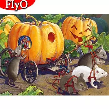 5D алмазная живопись мышь полный квадратный набор для рукоделия подарок ручной работы Алмазная вышивка животное мозаика тыква декор на Хэллоуин Full Round (20X30CM)
