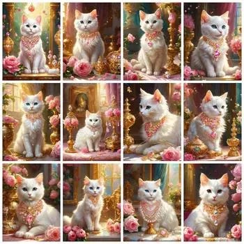 5D алмазная живопись Новые поступления Кошка Роза Полная квадратная круглая алмазная мозаика Вышивка Животное Цветок Домашний декор Full Round 20x30CM