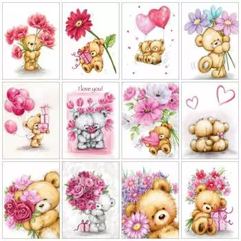 5D алмазная живопись новые поступления мультфильм медведь полная квадратная/круглая вышивка животное цветок мозаика домашний декор ручной работы подарок Full Round 20x30CM