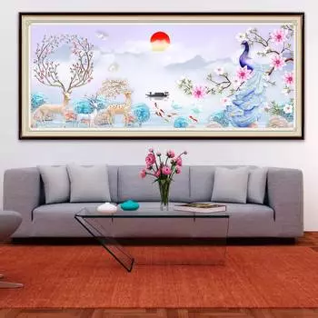 5D алмазная живопись олень павлин животное полный круглый рыбацкая лодка Алмазная вышивка цветок вышивка крестиком мозаика домашний декор Full Round 20x50CM