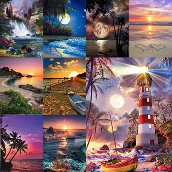 5D алмазная живопись, отдел Diy, морской пейзаж, полный бриллиант, ручная работа, алмазная вышивка, мозаика, украшение для дома, подарок 30X40cm