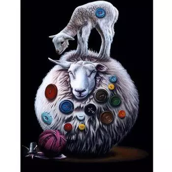 5d алмазная живопись овца пуговица Алмазная Альпака картина горный хрусталь вышивка мозаика вышивка крестом 20X30CM