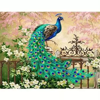 5D алмазная живопись Павлин, полная круглая алмазная вышивка, мозаика с животными, вышивка крестом, украшение для дома 30x40 см/12x16 дюймов 30x40cm NO Frame