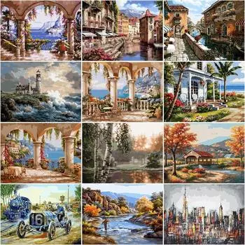 5D алмазная живопись пейзаж город стразы картины архитектура пейзаж Алмазная мозаика мультфильм домашний декор ремесленный комплект Full Round 20x25CM