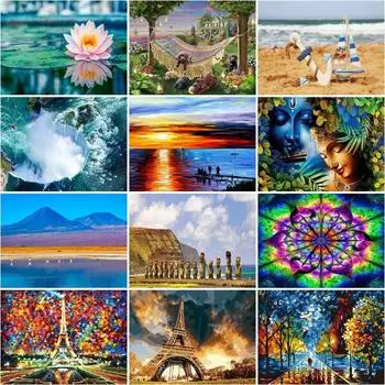 5d алмазная живопись пейзаж полная дрель круглая алмазная мозаика современная вышивка ручной подарок декор Full Round 20x30CM