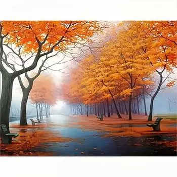 5D алмазная живопись Пейзаж, полная круглая алмазная вышивка, осенние листья, мозаика, вышивка крестом, домашний декор, подарок 30x40 см/12x16 дюймов 30x40cm NO Frame