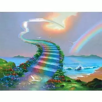 5D алмазная живопись Пейзаж Радуга Вышивка Распродажа Приморские картины из стразов Мозаика Настенное искусство 30x40 см/12x16 дюймов 30x40cm NO Frame