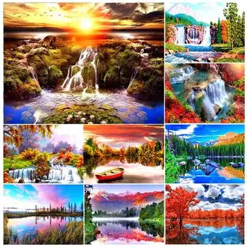 5D алмазная живопись пейзаж водопад DIY полная круглая Алмазная вышивка крестиком мозаика горный хрусталь картина украшение Full Round 20x30CM