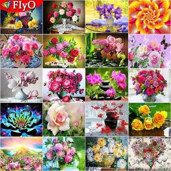 5D алмазная живопись пейзаж вышивка крестиком распродажа полная дрель квадратный круглый алмаз вышивка цветы мозаика ремесленный домашний декор Full Round 20X30CM красный