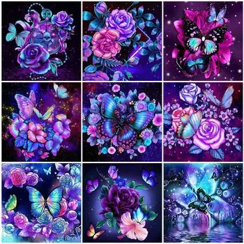 5D алмазная живопись полная дрель бабочка животное вышивка крестиком наборы розовая мозаика картина из горного хрусталя домашний декор Full Round 20x20CM