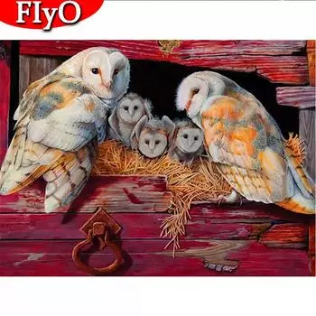 5d алмазная живопись полная дрель квадратная круглая сова картины стразы Алмазная вышивка животное подарок ручной работы Full Round (20X30CM)